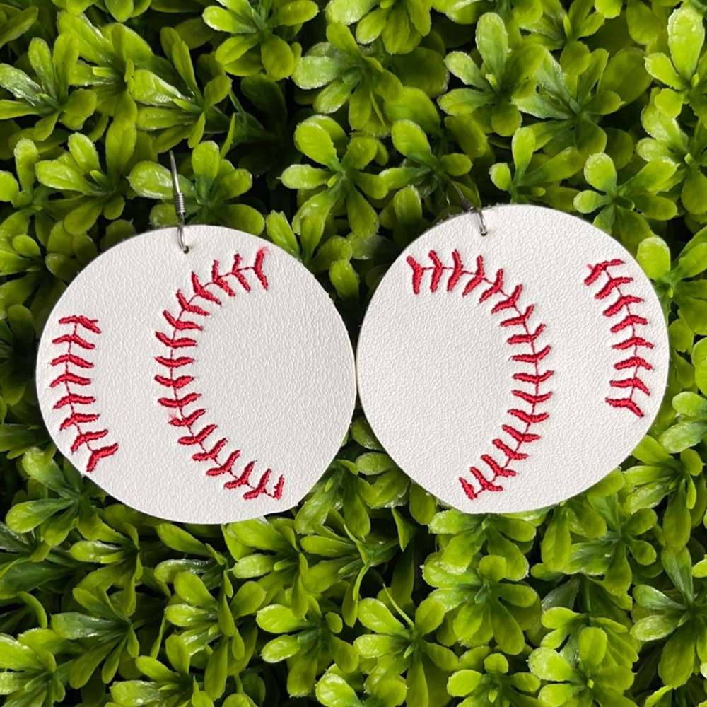 Baseball Earrings | White